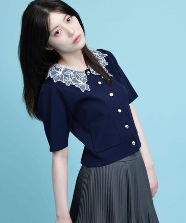 レース襟半袖ニットジャケット | [公式]JILL by JILL STUART（ジルバイ
