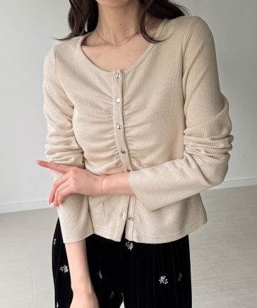 クーポン利用でさらに20%OFF！QV7436XTY】ギャザーデザインカットリブ