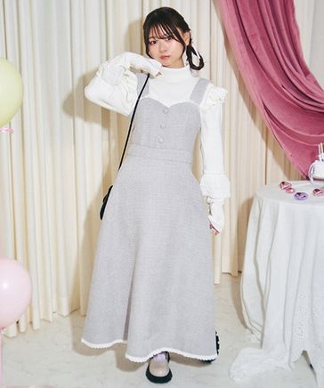 クティールとレトロ】セットアップ着用可 ツイードレースジャンパー