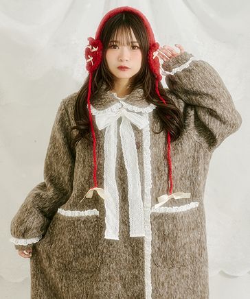 クティールとレトロ】コットンレースシャギーロングコート | [公式