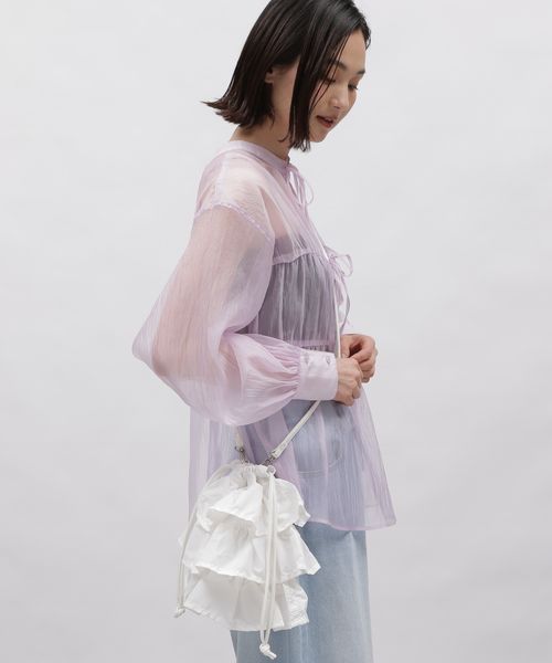 LAKOLE ラッフル巾着2WAYショルダーバッグ ライトグレー FREE ウィメンズグッズ ラコレ 104949 and ST アンドエスティ(旧ドットエスティ) LAKOLE ラッフル巾着2WAYショルダーバッグ ライトグレー FREE ウィメンズグッズ ラコレ 104949 and ST アンドエスティ(旧ドットエスティ)