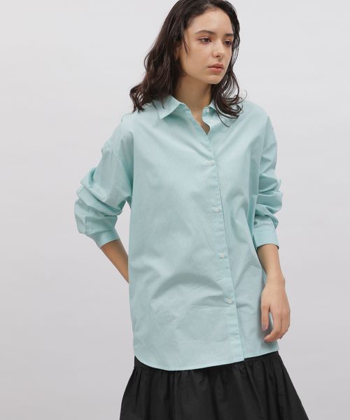 LAKOLE ストライプシャツ グリーン S ウィメンズインナー ラコレ 106441 and ST アンドエスティ(旧ドットエスティ) LAKOLE ストライプシャツ グリーン S ウィメンズインナー ラコレ 106441 and ST アンドエスティ(旧ドットエスティ)