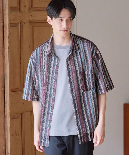 LAKOLE ストライプレースシャツ半袖 レッド L メンズインナー ラコレ 112096 and ST アンドエスティ(旧ドットエスティ) LAKOLE ストライプレースシャツ半袖 レッド L メンズインナー ラコレ 112096 and ST アンドエスティ(旧ドットエスティ)