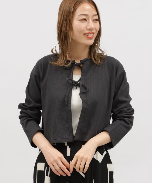 LAKOLE ワッフルリボンカーディガン シルバー M ウィメンズインナー ラコレ 113777 and ST アンドエスティ(旧ドットエスティ) LAKOLE ワッフルリボンカーディガン シルバー M ウィメンズインナー ラコレ 113777 and ST アンドエスティ(旧ドットエスティ)