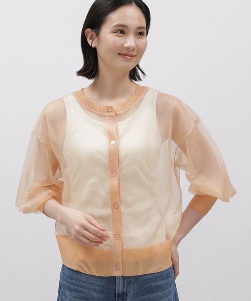 LAKOLE 2WAYラメシアークルーカーディガン オレンジ S ウィメンズインナー ラコレ 113790 and ST アンドエスティ(旧ドットエスティ) LAKOLE 2WAYラメシアークルーカーディガン オレンジ S ウィメンズインナー ラコレ 113790 and ST アンドエスティ(旧ドットエスティ)