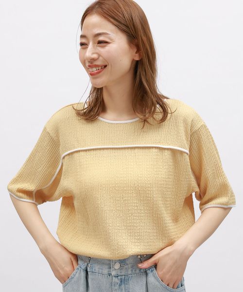 LAKOLE フクレパイピングプルオーバー イエロー S ウィメンズインナー ラコレ 115154 and ST アンドエスティ(旧ドットエスティ) LAKOLE フクレパイピングプルオーバー イエロー S ウィメンズインナー ラコレ 115154 and ST アンドエスティ(旧ドットエスティ)