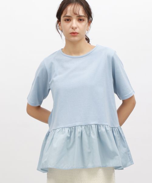 LAKOLE 布帛切り替えT ライトブルー S ウィメンズインナー ラコレ 115406 and ST アンドエスティ(旧ドットエスティ) LAKOLE 布帛切り替えT ライトブルー S ウィメンズインナー ラコレ 115406 and ST アンドエスティ(旧ドットエスティ)