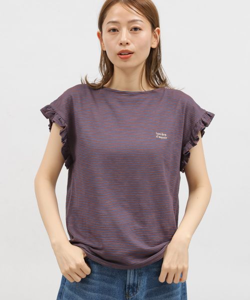LAKOLE スラブボーダーフリルTEE ライトベージュ S ウィメンズインナー ラコレ 115429 and ST アンドエスティ(旧ドットエスティ) LAKOLE スラブボーダーフリルTEE ライトベージュ S ウィメンズインナー ラコレ 115429 and ST アンドエスティ(旧ドットエスティ)