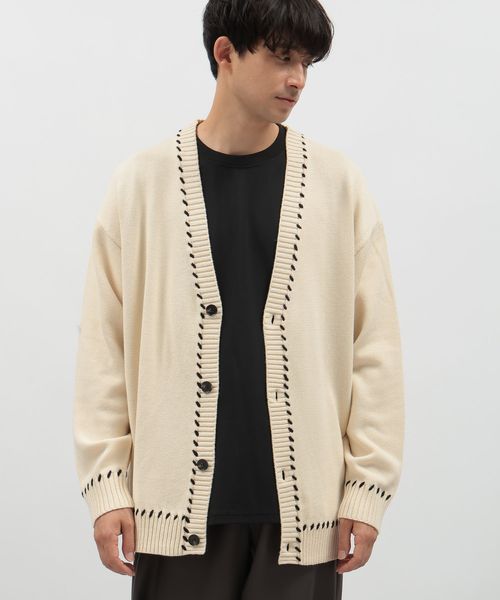 LAKOLE ハンドステッチニットカーディガン ベージュ XL メンズインナー ラコレ 116742 and ST アンドエスティ(旧ドットエスティ) LAKOLE ハンドステッチニットカーディガン ベージュ XL メンズインナー ラコレ 116742 and ST アンドエスティ(旧ドットエスティ)