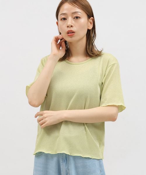 LAKOLE ラメメロー半袖TEE グリーン S ウィメンズインナー ラコレ 119360 and ST アンドエスティ(旧ドットエスティ) LAKOLE ラメメロー半袖TEE グリーン S ウィメンズインナー ラコレ 119360 and ST アンドエスティ(旧ドットエスティ)