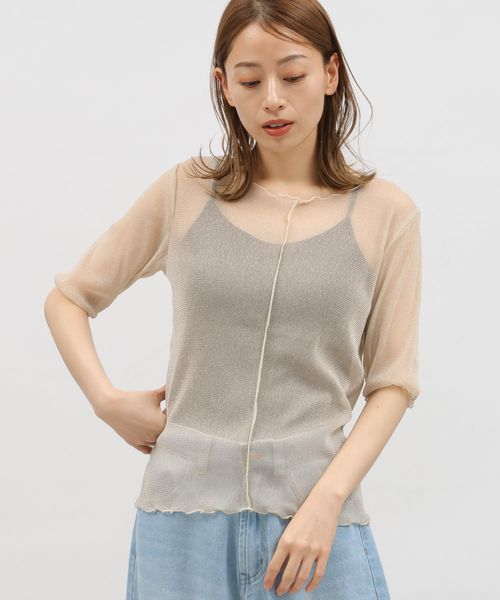 LAKOLE ラメシアーメロー半袖 ベージュ M ウィメンズインナー ラコレ 119363 and ST アンドエスティ(旧ドットエスティ) LAKOLE ラメシアーメロー半袖 ベージュ M ウィメンズインナー ラコレ 119363 and ST アンドエスティ(旧ドットエスティ)