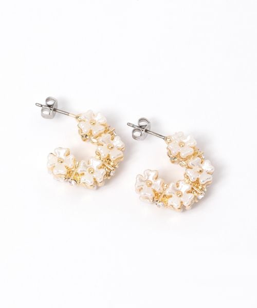 LAKOLE フラワーラインピアス ホワイト FREE ウィメンズグッズ ラコレ 121380 and ST アンドエスティ(旧ドットエスティ) LAKOLE フラワーラインピアス ホワイト FREE ウィメンズグッズ ラコレ 121380 and ST アンドエスティ(旧ドットエスティ)