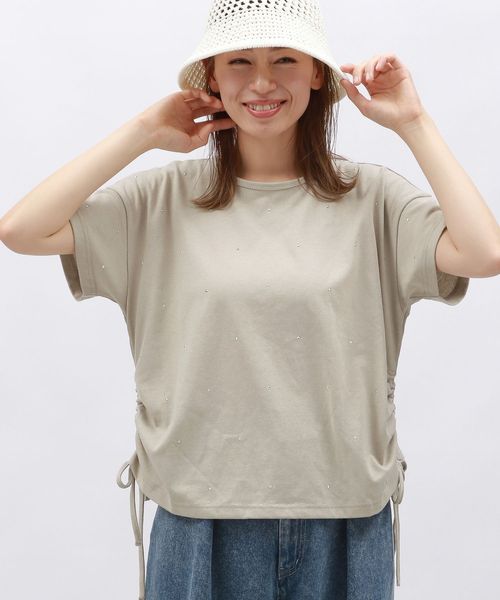 LAKOLE メタルシャーリングプルオーバー半袖 ブラウン S ウィメンズインナー ラコレ 127797 and ST アンドエスティ(旧ドットエスティ) LAKOLE メタルシャーリングプルオーバー半袖 ブラウン S ウィメンズインナー ラコレ 127797 and ST アンドエスティ(旧ドットエスティ)