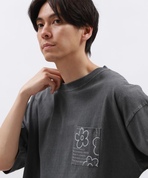 LAKOLE ピグメントフラワーポケットT チャコールグレー XL メンズインナー ラコレ 130452 and ST アンドエスティ(旧ドットエスティ) LAKOLE ピグメントフラワーポケットT チャコールグレー XL メンズインナー ラコレ 130452 and ST アンドエスティ(旧ドットエスティ)