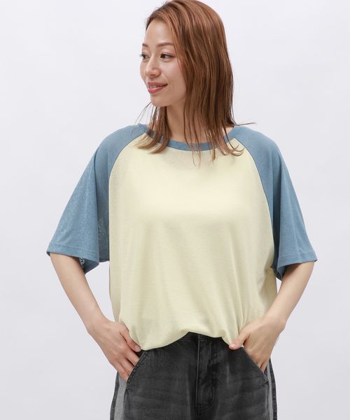 LAKOLE シアーラグランTEE ライトブルー FREE ウィメンズインナー ラコレ 130595 and ST アンドエスティ(旧ドットエスティ) LAKOLE シアーラグランTEE ライトブルー FREE ウィメンズインナー ラコレ 130595 and ST アンドエスティ(旧ドットエスティ)