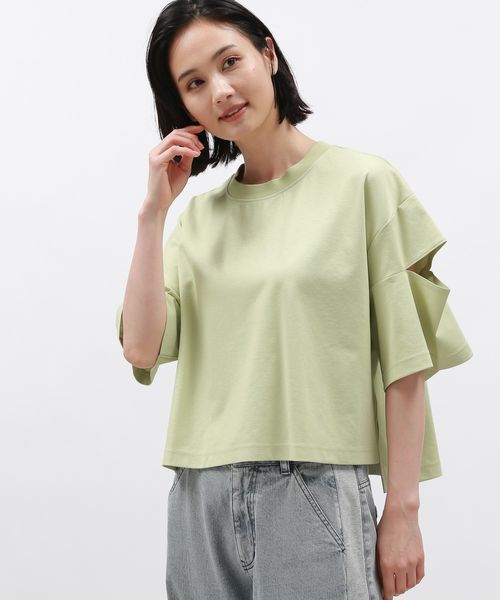 LAKOLE カットアウトクロップドT グリーン FREE ウィメンズインナー ラコレ 131857 and ST アンドエスティ(旧ドットエスティ) LAKOLE カットアウトクロップドT グリーン FREE ウィメンズインナー ラコレ 131857 and ST アンドエスティ(旧ドットエスティ)