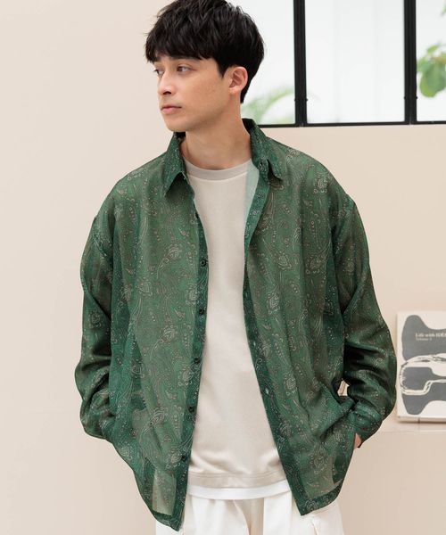 LAKOLE メッシュペイズリープリントシャツ グリーン L メンズインナー ラコレ 140883 and ST アンドエスティ(旧ドットエスティ) LAKOLE メッシュペイズリープリントシャツ グリーン L メンズインナー ラコレ 140883 and ST アンドエスティ(旧ドットエスティ)