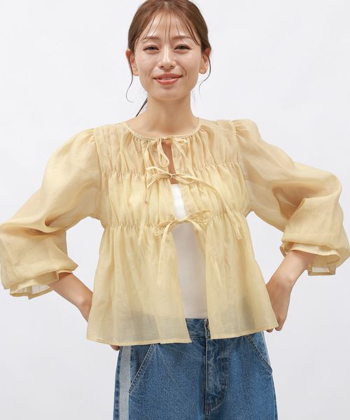 LAKOLE 2WAYシャーリングブラウス/アウトレット価格 イエロー FREE ウィメンズインナー ラコレ 142622 and ST アンドエスティ(旧ドットエスティ) LAKOLE 2WAYシャーリングブラウス/アウトレット価格 イエロー FREE ウィメンズインナー ラコレ 142622 and ST アンドエスティ(旧ドットエスティ)