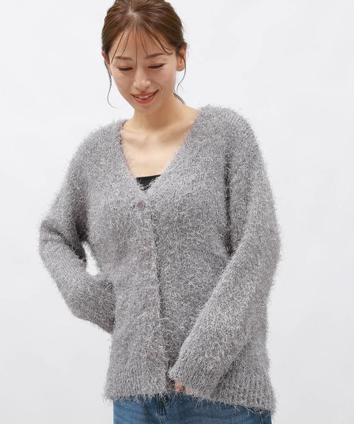 LAKOLE ラメフェザーVネックカーディガン/アウトレット価格 グレー S ウィメンズインナー ラコレ 143184 and ST アンドエスティ(旧ドットエスティ) LAKOLE ラメフェザーVネックカーディガン/アウトレット価格 グレー S ウィメンズインナー ラコレ 143184 and ST アンドエスティ(旧ドットエスティ)