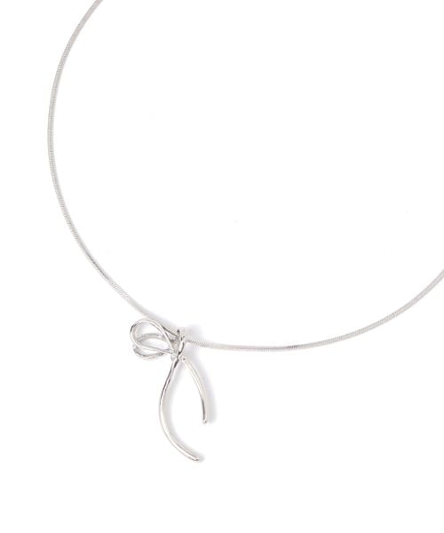 LAKOLE 横リボンネックレス/アウトレット価格 ホワイト FREE ウィメンズグッズ ラコレ 143786 and ST アンドエスティ（旧ドットエスティ）