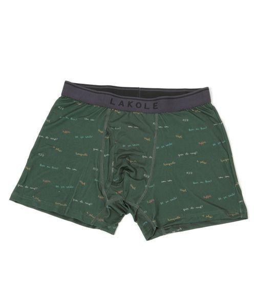 LAKOLE フレーズプリントボクサーパンツ カーキ L メンズグッズ ラコレ 150169 and ST アンドエスティ(旧ドットエスティ) LAKOLE フレーズプリントボクサーパンツ カーキ L メンズグッズ ラコレ 150169 and ST アンドエスティ(旧ドットエスティ)