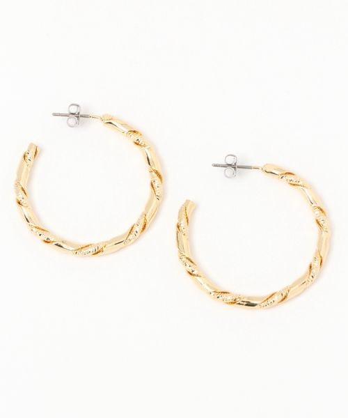 LAKOLE ねじりフープピアス ホワイト FREE ウィメンズグッズ ラコレ 183661 and ST アンドエスティ(旧ドットエスティ) LAKOLE ねじりフープピアス ホワイト FREE ウィメンズグッズ ラコレ 183661 and ST アンドエスティ(旧ドットエスティ)