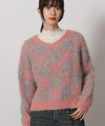 ZARAアルパカ入Vネックニットオーバーサイズミルクティーカラー