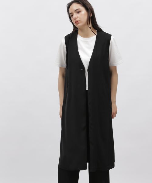 LAKOLE ノーカラー ロングジレ ブラック Sサイズ