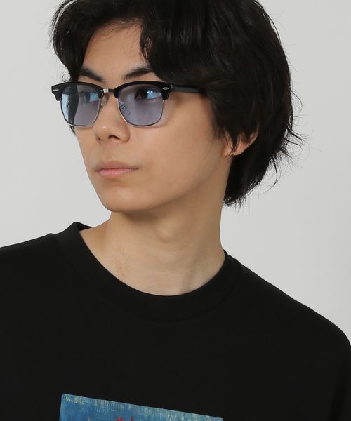 LAKOLE ハーフリムスクエアサングラス ライトブルー FREE メンズグッズ ラコレ 253244 and ST アンドエスティ(旧ドットエスティ) LAKOLE ハーフリムスクエアサングラス ライトブルー FREE メンズグッズ ラコレ 253244 and ST アンドエスティ(旧ドットエスティ)