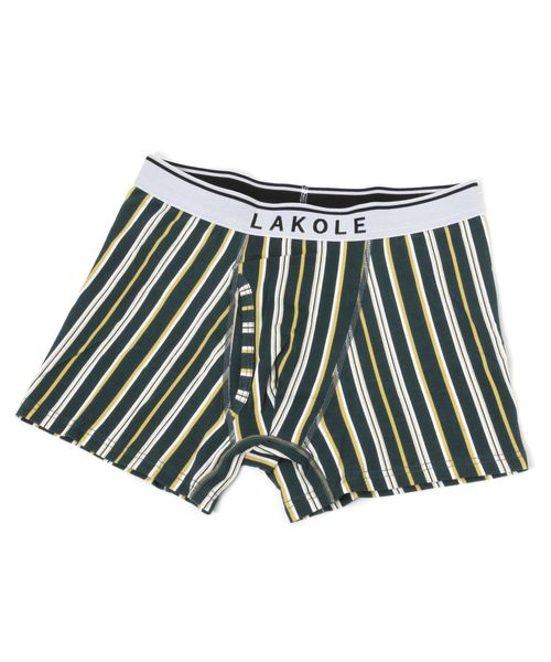 LAKOLE ストライプ柄コットンボクサーパンツ グリーン M メンズグッズ ラコレ 258525 and ST アンドエスティ(旧ドットエスティ) LAKOLE ストライプ柄コットンボクサーパンツ グリーン M メンズグッズ ラコレ 258525 and ST アンドエスティ(旧ドットエスティ)