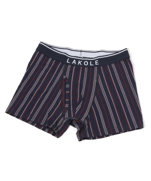 LAKOLE ストライプ柄コットンボクサーパンツ ネイビー S メンズグッズ ラコレ 258525 and ST アンドエスティ(旧ドットエスティ) LAKOLE ストライプ柄コットンボクサーパンツ ネイビー S メンズグッズ ラコレ 258525 and ST アンドエスティ(旧ドットエスティ)