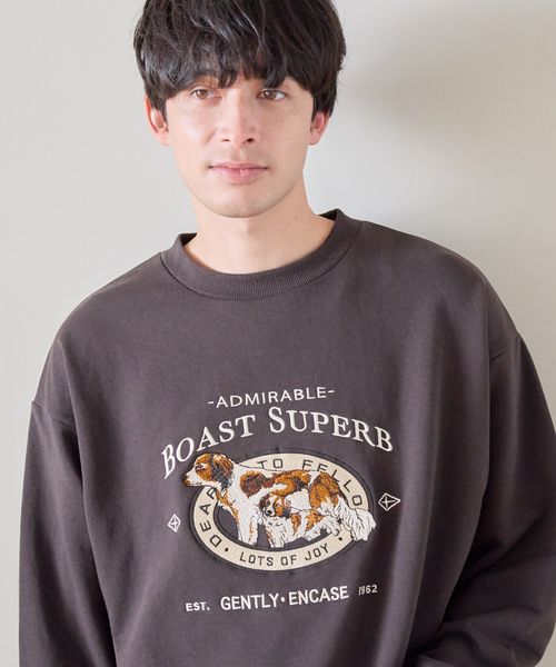 LAKOLE ドッグ刺繍スウェットプルオーバー チャコールグレー M メンズインナー ラコレ 283131 and ST アンドエスティ(旧ドットエスティ) LAKOLE ドッグ刺繍スウェットプルオーバー チャコールグレー M メンズインナー ラコレ 283131 and ST アンドエスティ(旧ドットエスティ)