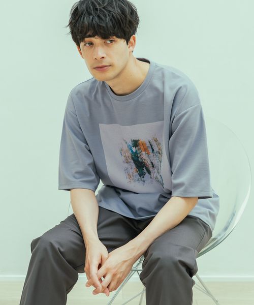 LAKOLE アートペイントプリントT ライトブルー M メンズインナー ラコレ 283520 and ST アンドエスティ(旧ドットエスティ) LAKOLE アートペイントプリントT ライトブルー M メンズインナー ラコレ 283520 and ST アンドエスティ(旧ドットエスティ)