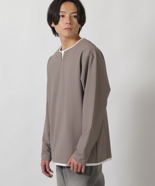 LAKOLE キーネックレイヤード長袖T グレー M メンズインナー ラコレ 289322 and ST アンドエスティ(旧ドットエスティ) LAKOLE キーネックレイヤード長袖T グレー M メンズインナー ラコレ 289322 and ST アンドエスティ(旧ドットエスティ)