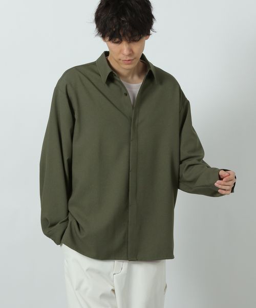 LAKOLE シャークスキン比翼シャツ長袖 グリーン L メンズインナー ラコレ 289659 and ST アンドエスティ(旧ドットエスティ) LAKOLE シャークスキン比翼シャツ長袖 グリーン L メンズインナー ラコレ 289659 and ST アンドエスティ(旧ドットエスティ)