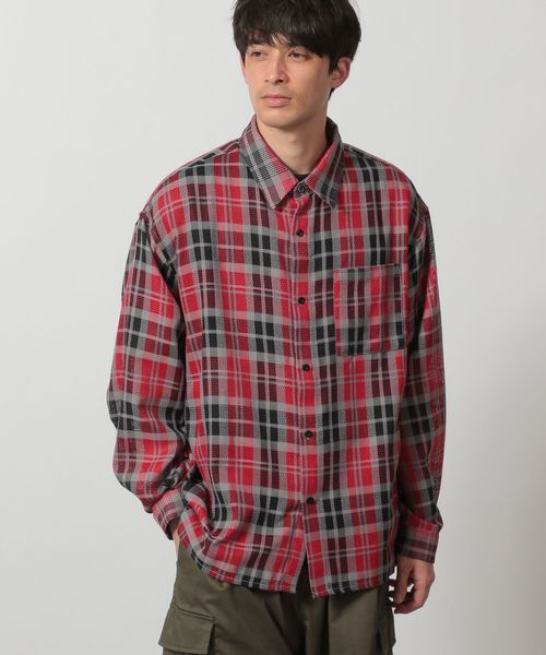 LAKOLE メッシュチェックシャツ長袖 レッド L メンズインナー ラコレ 292433 and ST アンドエスティ(旧ドットエスティ) LAKOLE メッシュチェックシャツ長袖 レッド L メンズインナー ラコレ 292433 and ST アンドエスティ(旧ドットエスティ)