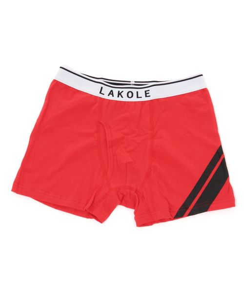 LAKOLE コットン無地ラインボクサーパンツ レッド L メンズグッズ ラコレ 299331 and ST アンドエスティ(旧ドットエスティ) LAKOLE コットン無地ラインボクサーパンツ レッド L メンズグッズ ラコレ 299331 and ST アンドエスティ(旧ドットエスティ)