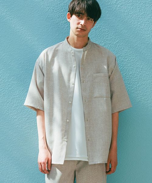 LAKOLE メランジブッチャーバンドカラーシャツ ベージュ L メンズインナー ラコレ 320365 and ST アンドエスティ(旧ドットエスティ) LAKOLE メランジブッチャーバンドカラーシャツ ベージュ L メンズインナー ラコレ 320365 and ST アンドエスティ(旧ドットエスティ)