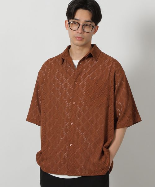 LAKOLE レースシャツ半袖 ライトベージュ L メンズインナー ラコレ 323202 and ST アンドエスティ(旧ドットエスティ) LAKOLE レースシャツ半袖 ライトベージュ L メンズインナー ラコレ 323202 and ST アンドエスティ(旧ドットエスティ)