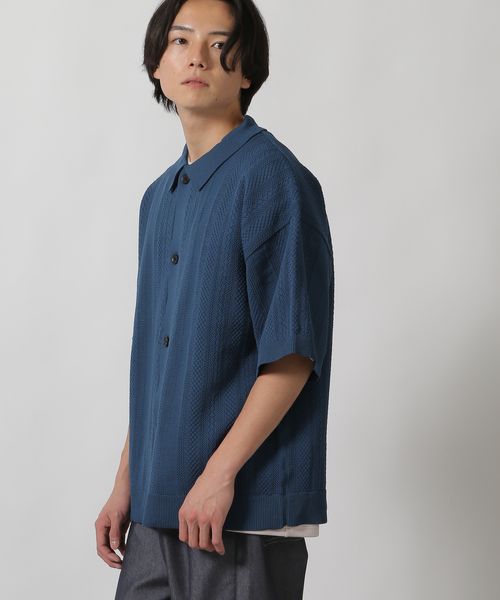 LAKOLE 透かし編みニット半袖シャツ ライトブルー M メンズインナー ラコレ 324302 and ST アンドエスティ(旧ドットエスティ) LAKOLE 透かし編みニット半袖シャツ ライトブルー M メンズインナー ラコレ 324302 and ST アンドエスティ(旧ドットエスティ)
