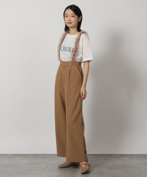LAKOLE チュールフリルサスツキパンツ ライトベージュ L ウィメンズボトムス ラコレ 327799 and ST アンドエスティ(旧ドットエスティ) LAKOLE チュールフリルサスツキパンツ ライトベージュ L ウィメンズボトムス ラコレ 327799 and ST アンドエスティ(旧ドットエスティ)