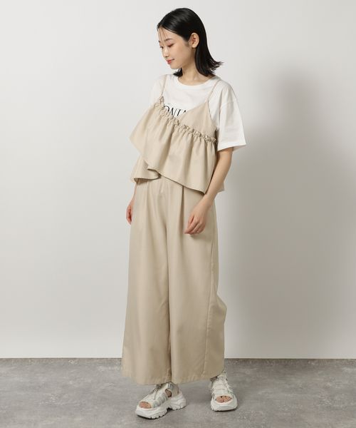 LAKOLE 【欠品カラー追加予約開始】ギャザーフリルサロペット ライトベージュ FREE ウィメンズワンピース&チュニック ラコレ 450294 and ST アンドエスティ(旧ドットエスティ) LAKOLE 【欠品カラー追加予約開始】ギャザーフリルサロペット ライトベージュ FREE ウィメンズワンピース&チュニック ラコレ 450294 and ST アンドエスティ(旧ドットエスティ)