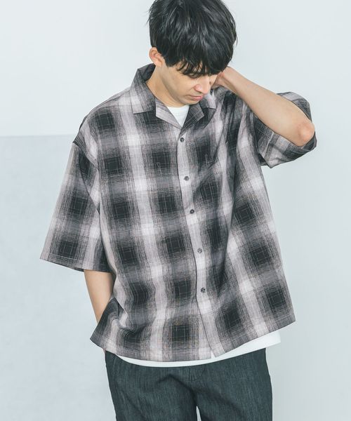 LAKOLE オンブレチェック半袖シャツ シルバー M メンズインナー ラコレ 491919 and ST アンドエスティ(旧ドットエスティ) LAKOLE オンブレチェック半袖シャツ シルバー M メンズインナー ラコレ 491919 and ST アンドエスティ(旧ドットエスティ)