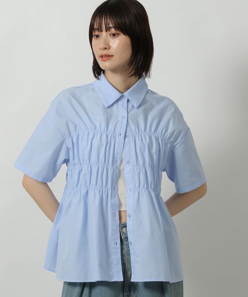 LAKOLE シャーリングシャツ6分袖 ライトブルー FREE ウィメンズインナー ラコレ 570637 and ST アンドエスティ(旧ドットエスティ) LAKOLE シャーリングシャツ6分袖 ライトブルー FREE ウィメンズインナー ラコレ 570637 and ST アンドエスティ(旧ドットエスティ)