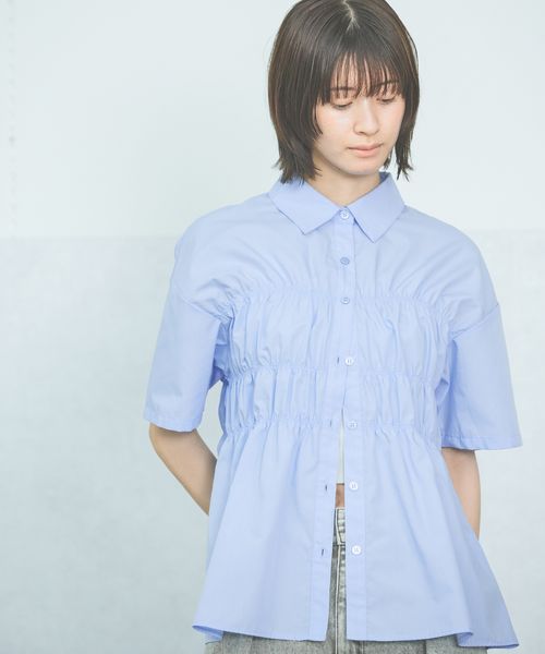 LAKOLE シャーリングシャツ6分袖 ライトブルー FREE ウィメンズインナー ラコレ 570637 and ST アンドエスティ(旧ドットエスティ) LAKOLE シャーリングシャツ6分袖 ライトブルー FREE ウィメンズインナー ラコレ 570637 and ST アンドエスティ(旧ドットエスティ)