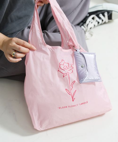 LAKOLE FLOWERポーチ付きエコバッグ キャリーグッズ ピンク FREE ラコレ 576423 and ST アンドエスティ(旧ドットエスティ) LAKOLE FLOWERポーチ付きエコバッグ キャリーグッズ ピンク FREE ラコレ 576423 and ST アンドエスティ(旧ドットエスティ)