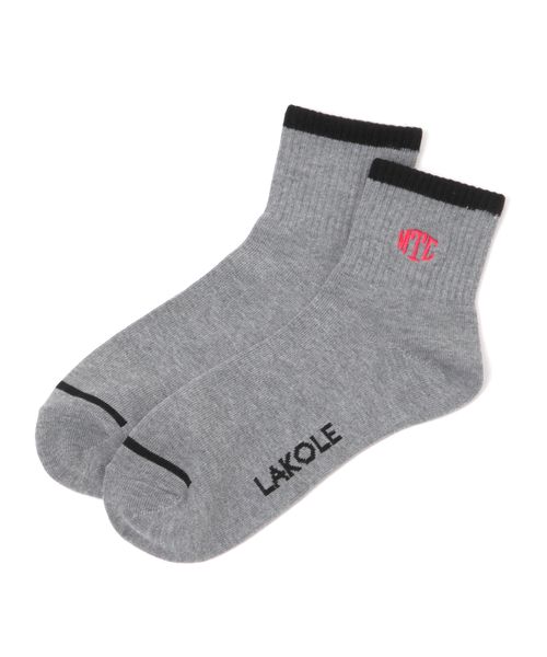 LAKOLE ショートオーバルロゴソックス グレー FREE メンズグッズ ラコレ 581592 and ST アンドエスティ(旧ドットエスティ) LAKOLE ショートオーバルロゴソックス グレー FREE メンズグッズ ラコレ 581592 and ST アンドエスティ(旧ドットエスティ)