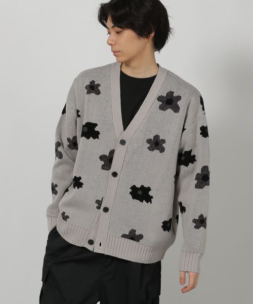 LAKOLE モール花柄ニットカーデ ライトグレー M メンズインナー ラコレ 587083 and ST アンドエスティ(旧ドットエスティ) LAKOLE モール花柄ニットカーデ ライトグレー M メンズインナー ラコレ 587083 and ST アンドエスティ(旧ドットエスティ)