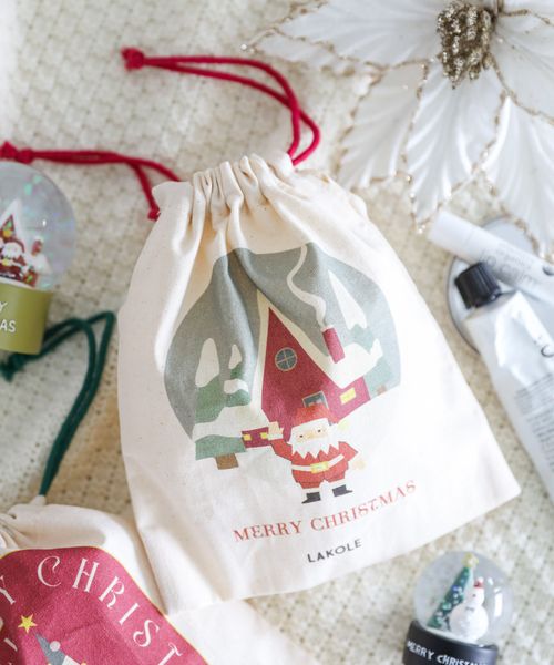 LAKOLE ミニ巾着[サンタ] クリスマス ホワイト FREE ラコレ 589166 and ST アンドエスティ（旧ドットエスティ）