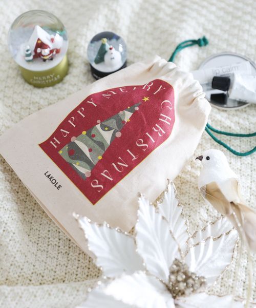 LAKOLE ミニ巾着[ツリー] クリスマス ホワイト FREE ラコレ 589168 and ST アンドエスティ（旧ドットエスティ）